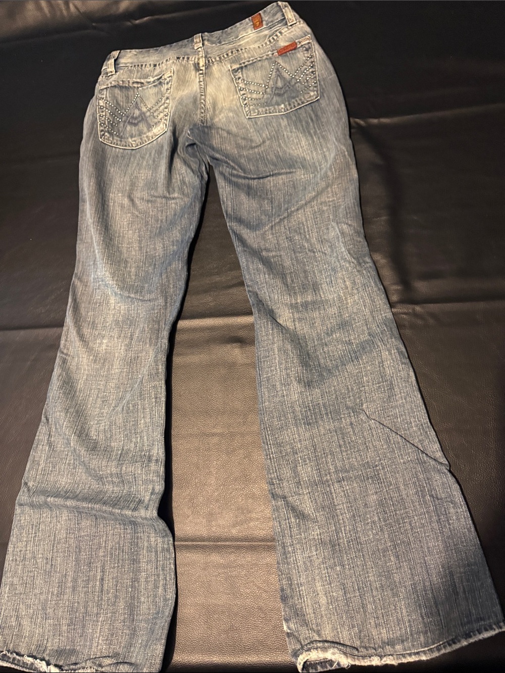 7 For All Mankind Light Blue Stud-Accent Flare Jeans